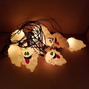 Vintage Halloween String Lights Decor GHOSTS Plastic Blow Mold Easter Unlimited